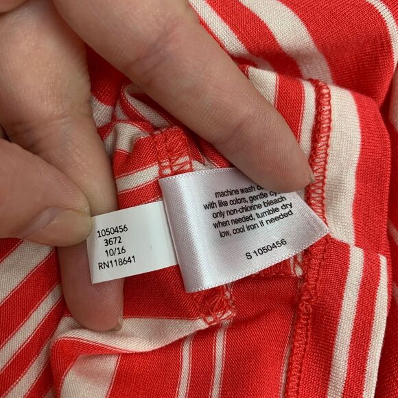 Lane Bryant Shirt Womens Plus 26/28 Pink Red Draped Neck Striped Dolman Sleeve - Picture 11 of 13